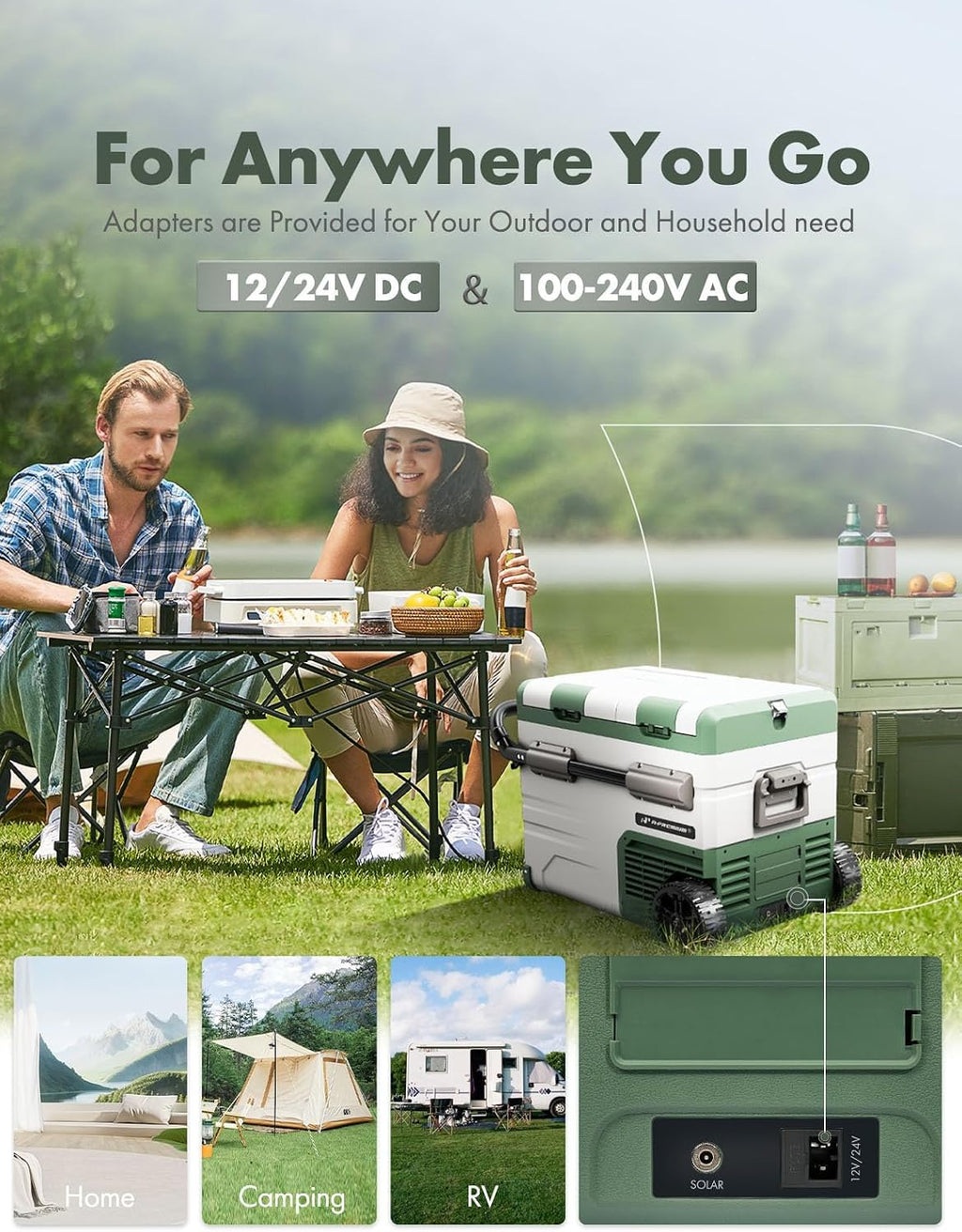 A-Premium 12 Volt Refrigerator 48QT/45.6L Portable Car Fridge Cooler, -4°F~68°F Separated Zone Portable Freezer APP Control with 12/24V DC & 110/240V AC Adapter,for Car Camping Truck RV Travel Use