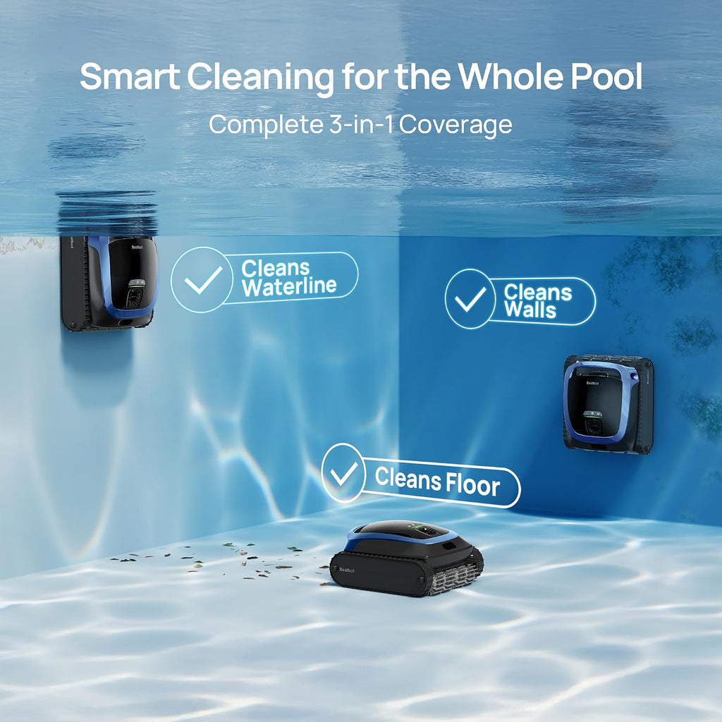 Beatbot AquaSense 2 Cordless Robotic Pool Vacuum Cleaner, Smart Surface Parking, Double-Pass Waterline Scrubbing, Cleans Floor, Walls and Waterline