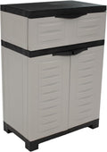 Sunnydaze 34.5' H Resin Garage Storage Cabinet - Garage Cabinet with Adjustable Shelf - Freestanding Utility Storage for Laundry Room, Office, Basement - Gray