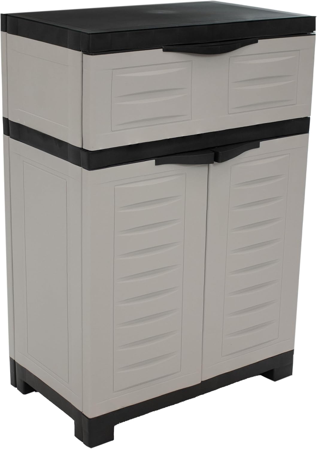 Sunnydaze 34.5' H Resin Garage Storage Cabinet - Garage Cabinet with Adjustable Shelf - Freestanding Utility Storage for Laundry Room, Office, Basement - Gray