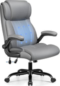 BESTFAIR Ergonomic Office Chair - Desk Computer Chair, Leather High Back Executive Chairs with Adjustable Lumbar Support for Adults, Rolling Swivel Tilt, Gray