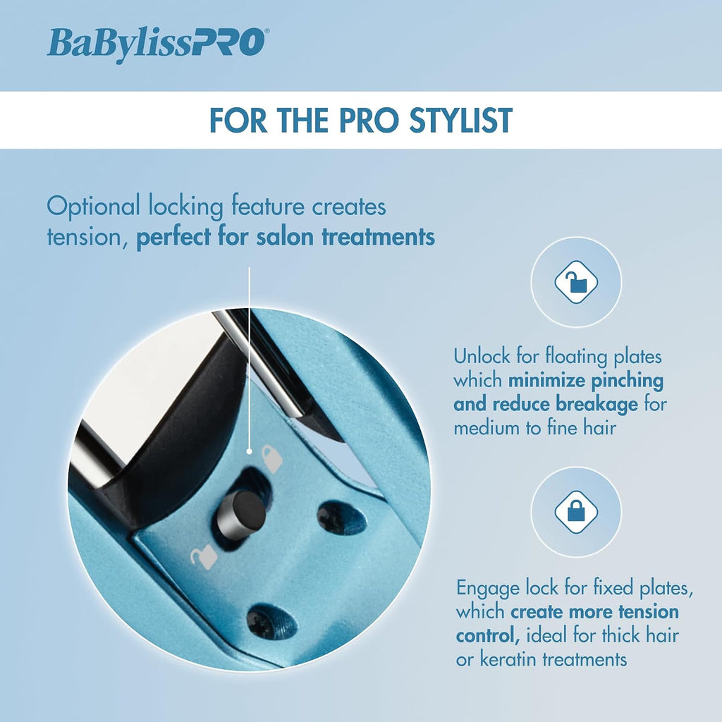 BabylissPRO Nano Titanium Ionic Hair Straightener, Professional Flat Iron for All Hair Types