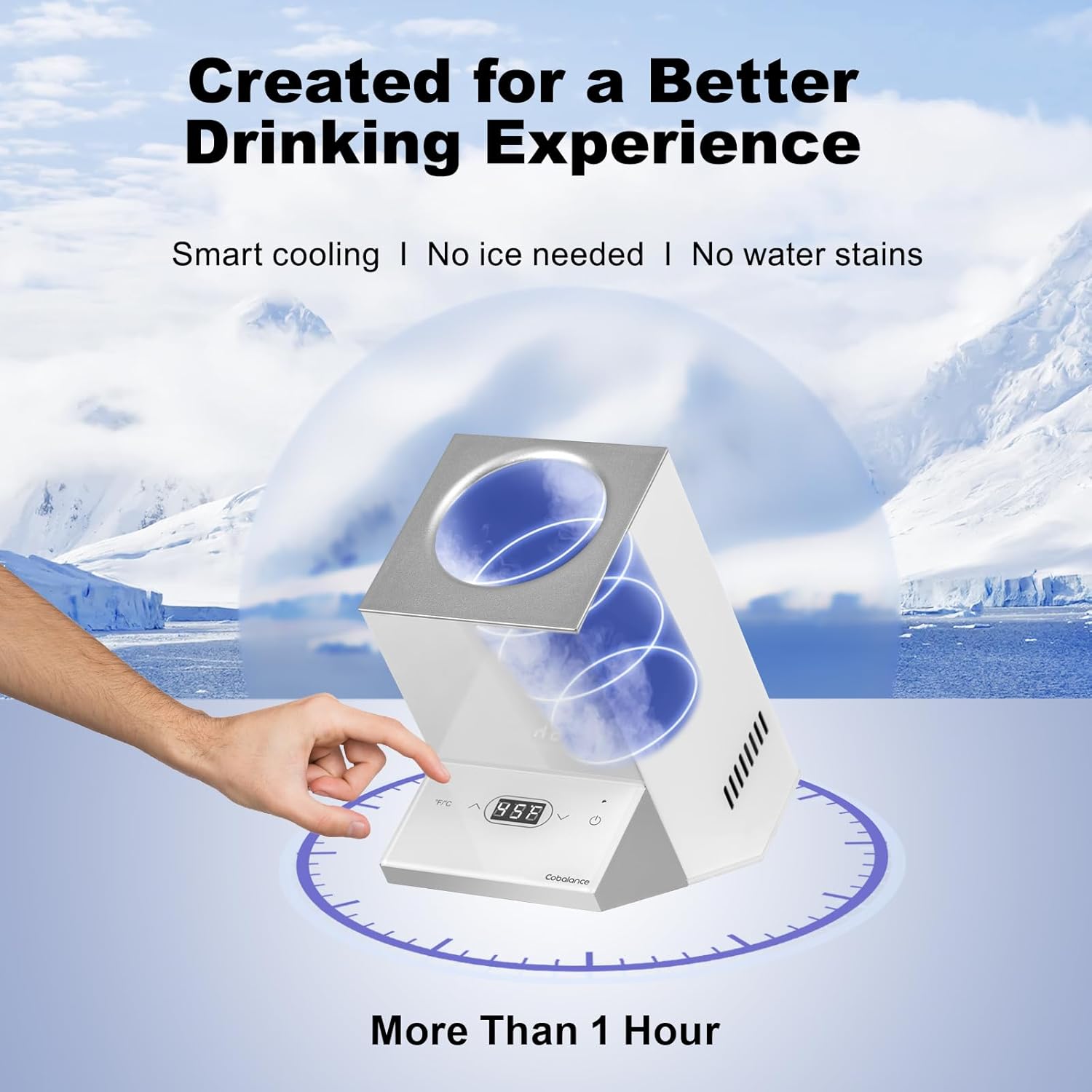 Cobalance Wine Chiller,Electric Wine Cooler Bucket for 750ml Vino or Some Champagne,Single Bottle Chiller for Poolside Party,Gift Set for Vino Lover