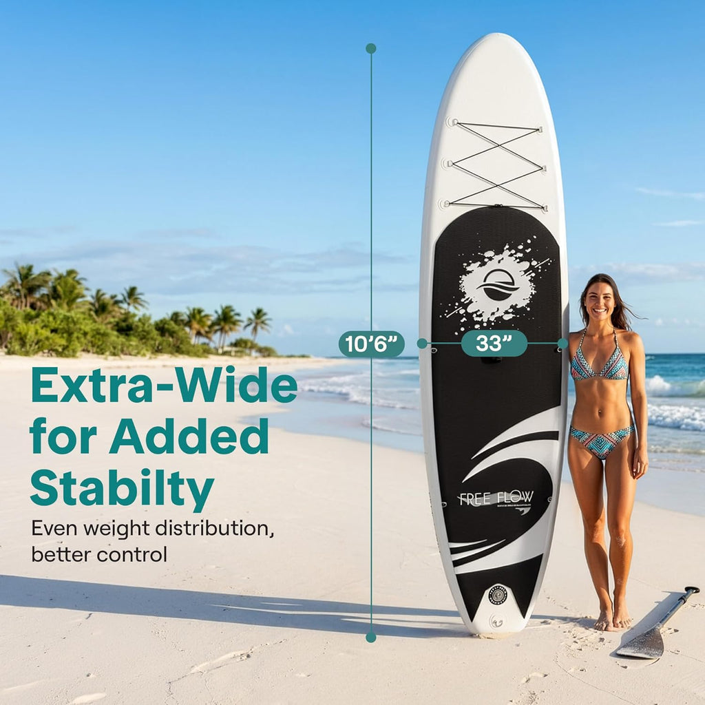 SereneLife Inflatable Stand Up Paddle Board - Wide Stable Design, Non-Slip Deck for Adults & Youth with Premium Paddle Board Accessories: Carry Bag, Dual Action Pump, Paddle, Ankle Leash
