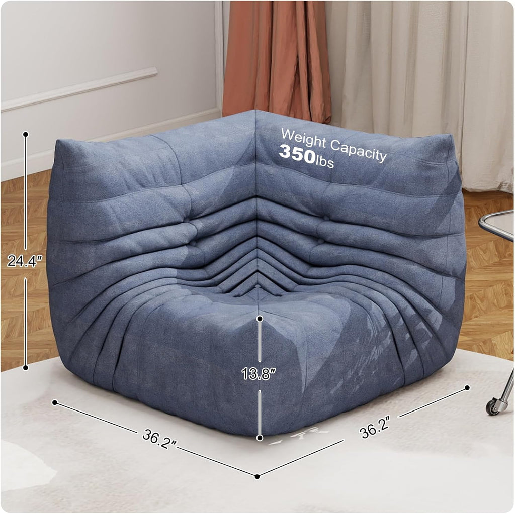 Full Foam Corner Chair – Comfortable Floor Couch for Adults, Waterproof Upholstery, Armless Fireside Lounge Chair for Living Room, Apartment, or Office (Grey)