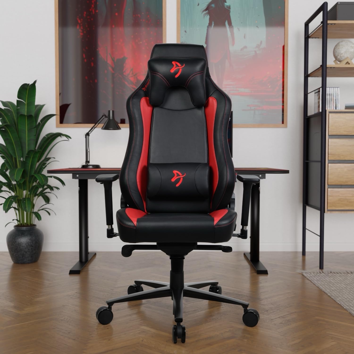 Arozzi Vernazza Soft PU Leather Ergonomic Office and Gaming Chair with High Backrest Recliner Swivel Tilt Rocker Adjustable Height and Adjustable Lumbar and Neck Support - Red