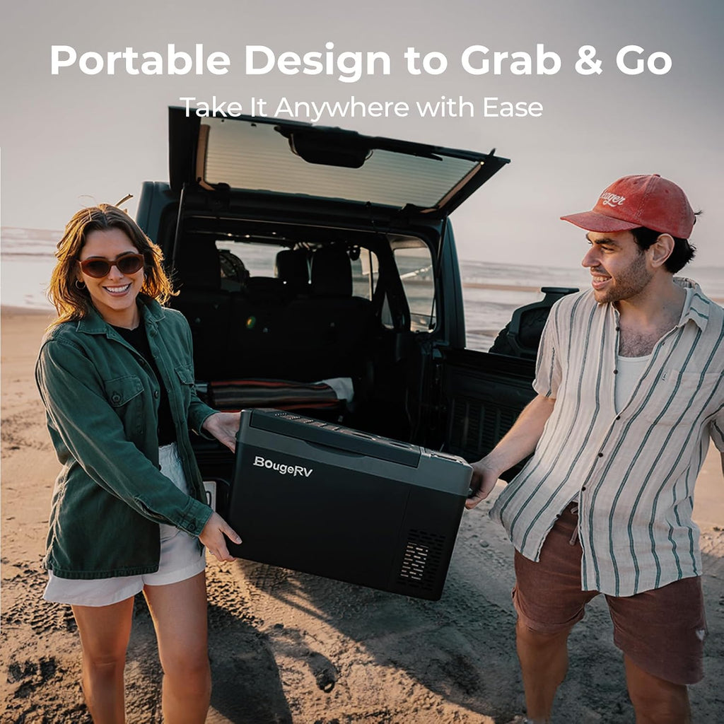 BougeRV 12 Volt Refrigerator, CRPRO 21 Quart 12V Car Fridge, Portable Freezer (-8℉~50℉), Compressor Cooler with 12V/24 DC, 110-240 AC for Outdoor Camping Overlanding Truck RV SUV Van