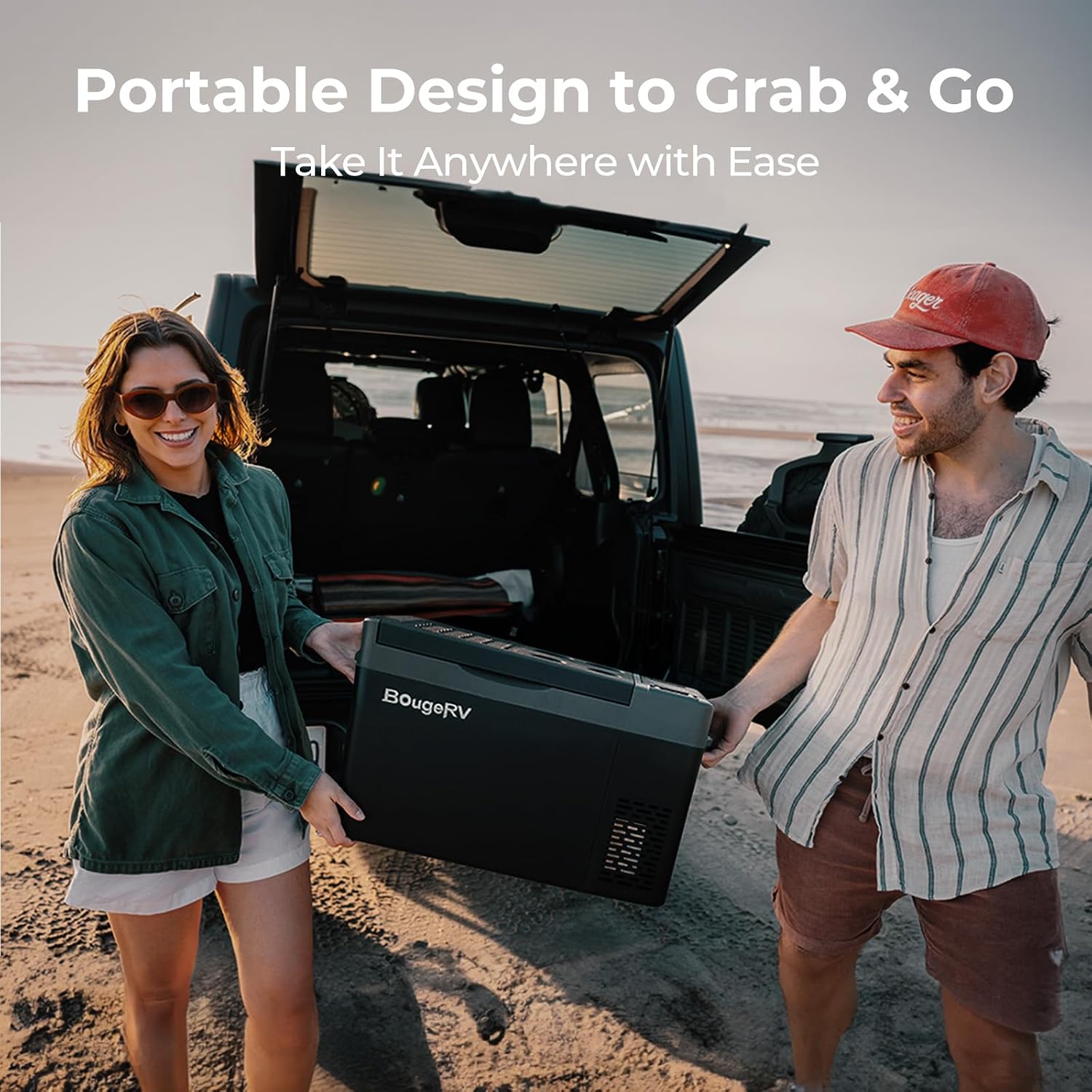 BougeRV 12 Volt Refrigerator, CRPRO 21 Quart 12V Car Fridge, Portable Freezer (-8℉~50℉), Compressor Cooler with 12V/24 DC, 110-240 AC for Outdoor Camping Overlanding Truck RV SUV Van