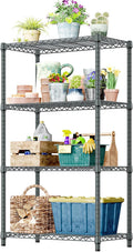 IZEUK 4-Tier Outdoor Metal Storage Shelving Unit, Heavy Duty Wire Rack Organizer with Rust-Resistant and Corrosion-Proof Coating (Grey, 17.7' D x 35.43' W x 59' H)