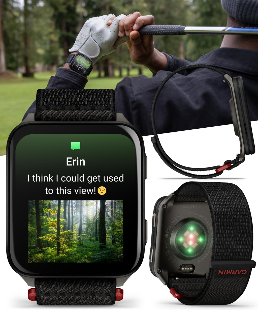 Garmin Venu X1 Thin and Lightweight GPS Smartwatch, AMOLED Display, Black with Slate Titanium Comfort Fit Nylon Band Black Earbuds Bundle
