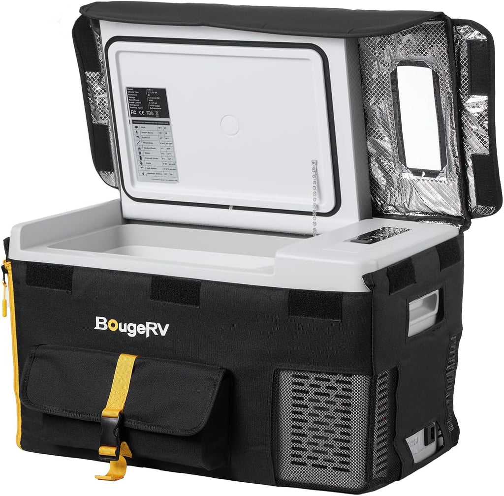 BougeRV 12 Volt Refrigerator With 23 Quart Cover, 12V Car Fridge 23 Quart Portable Freezer Compressor Cooler Compressor Freezer, 12/24V DC 110~240V AC, -8℉~50℉ for Truck RV SUV