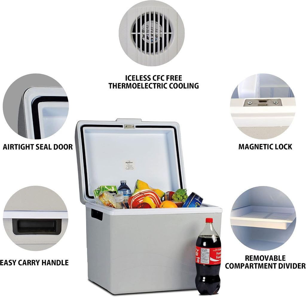 Koolatron 12V Iceless Cooler & Warmer – Portable Electric Cooler/Nevera Portátil Eléctrica for Car Truck Camper Boat, Hard Sided Mini Fridge for Camping Picnic Travel Lunch Food Drinks Office 45 qt