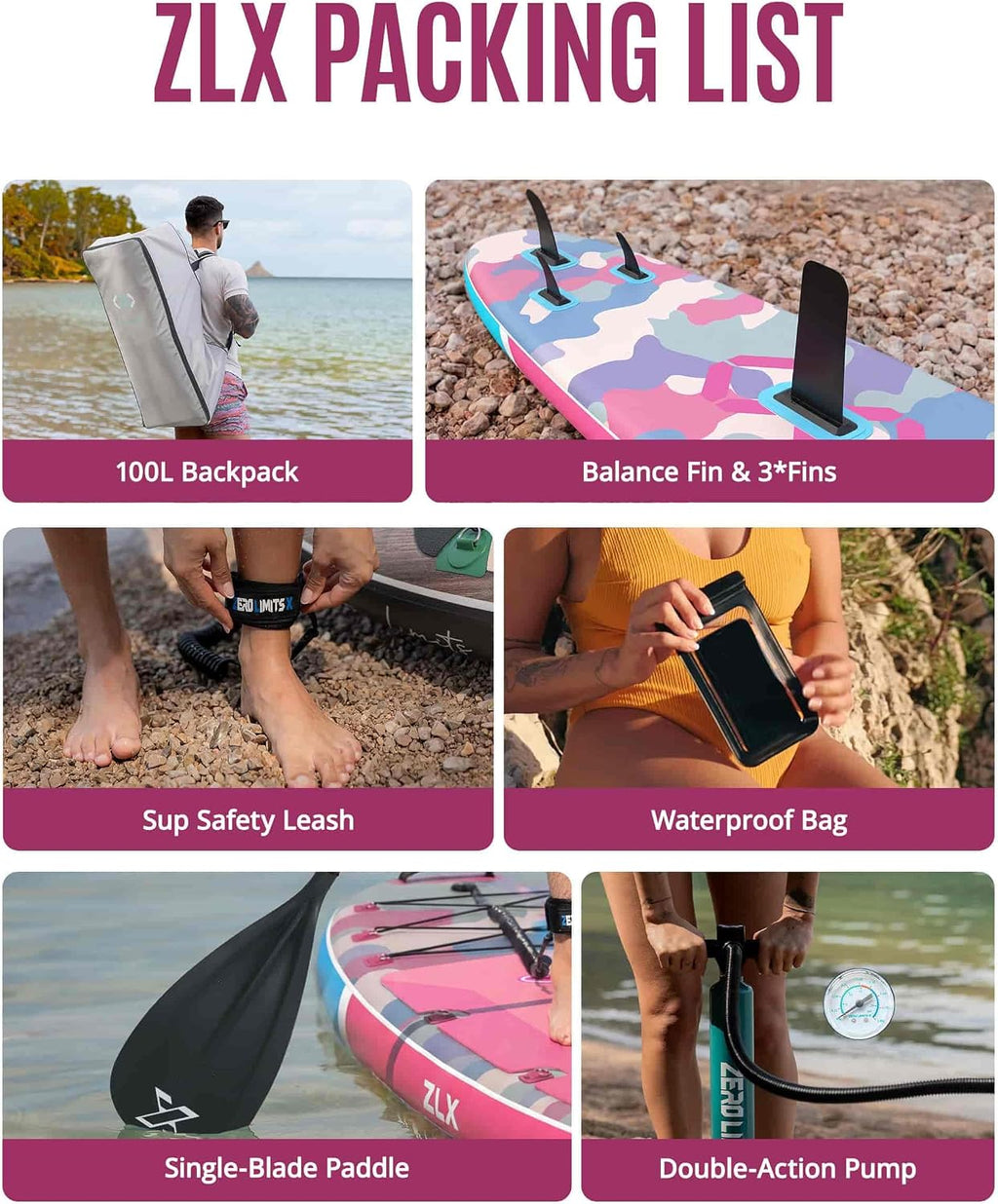ZLX 11'6'x35' Ultra Wide Inflatable Stand Up Paddle Board | Stable Non-Slip Deck Pad, Unique Fin System, Premium SUP Accessories & Backpack - Upgraded Pump for Adults, All Skill Levels