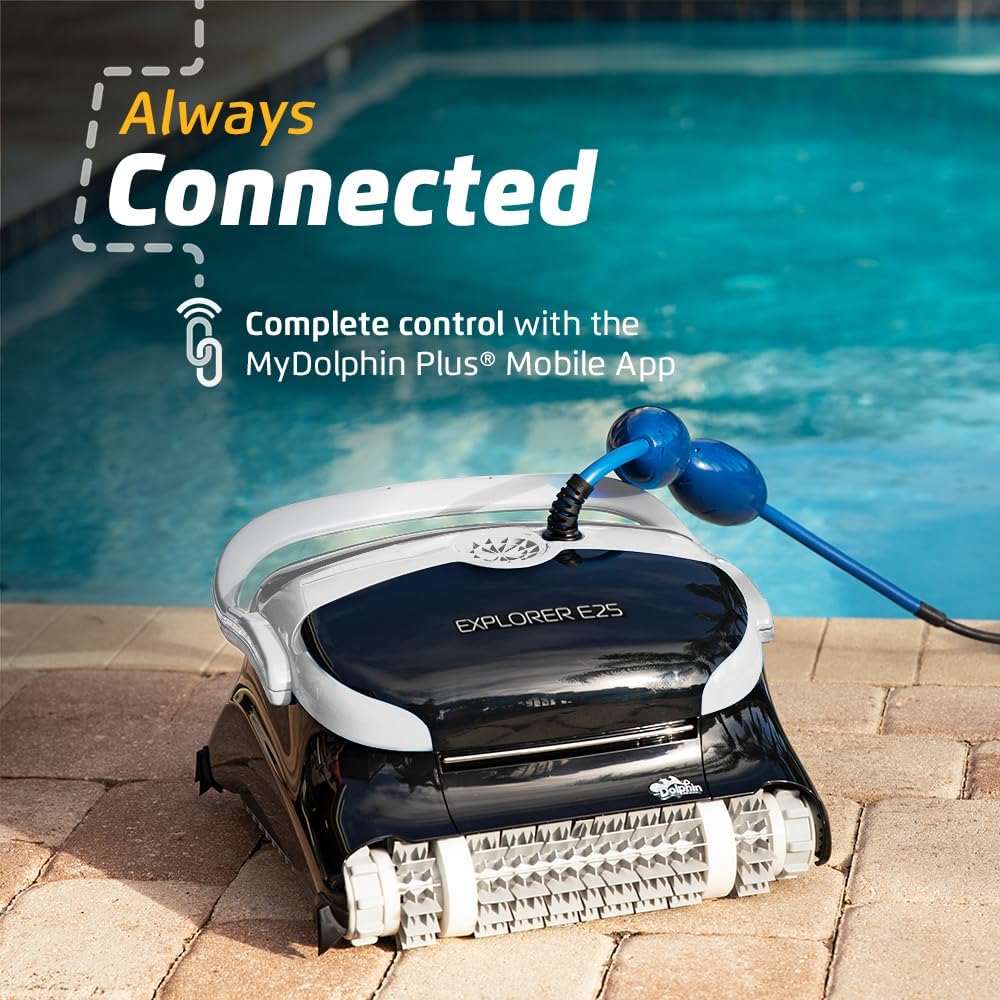 Dolphin (2026 Model) Explorer E25 Wi-Fi Robotic Pool Vacuum Cleaner Pools up to 50 FT - Waterline Scrubber Brush