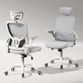 Ergonomic Chair for Office- Study Chair,300lb Gaming Chair, Mesh Comfortable High Back Chair, Headrest, Lumbar Support, Armrest, Comfy Seat for Man Woman(White-Grey6076)
