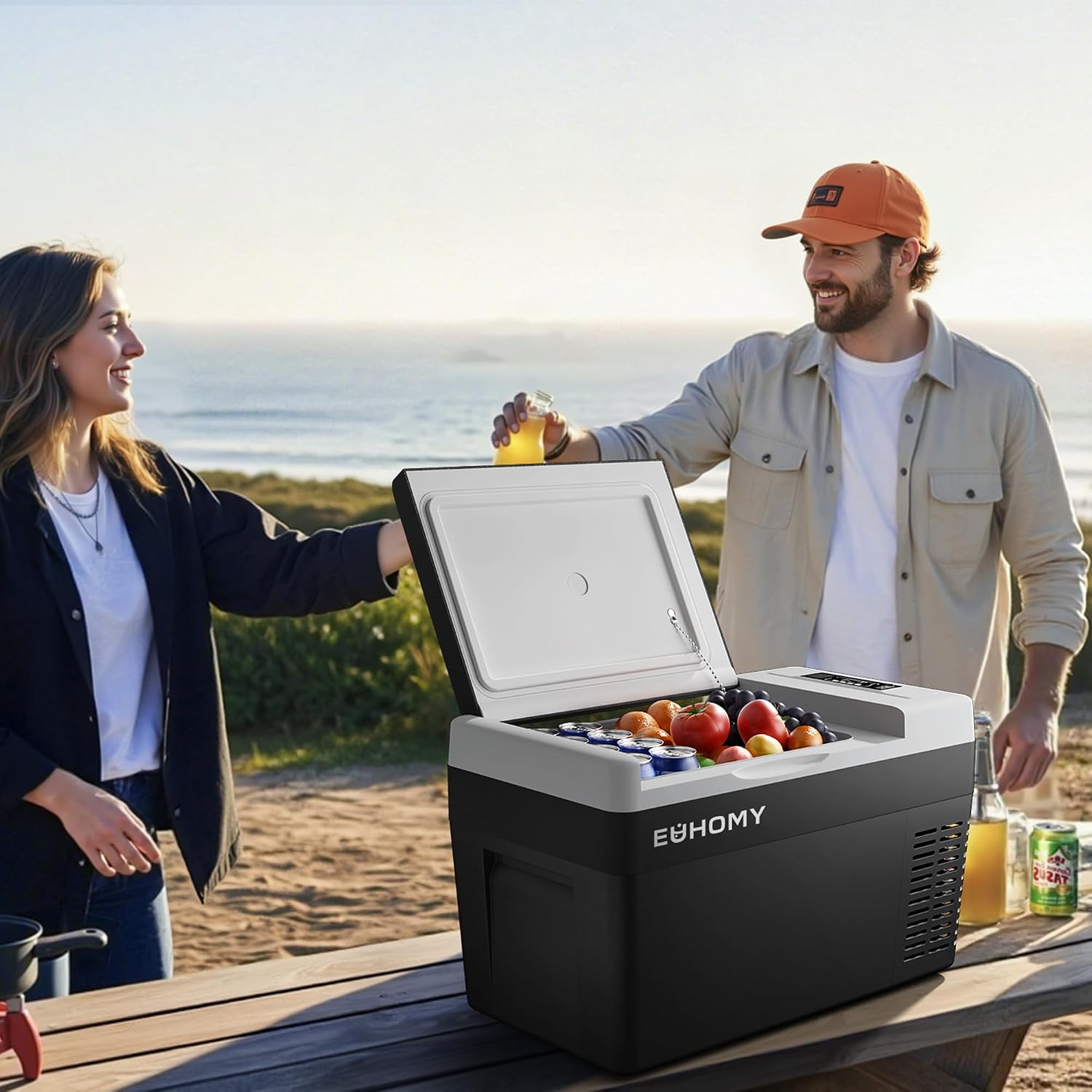EUHOMY 12 Volt Refrigerator, 26QT(25L) Compressor Electric Cooler APP Control, Car Fridge -4℉~68℉, Portable Refrigerator 12/24V DC 110-240V AC, Portable Freezer for Camping, Travel, Boat