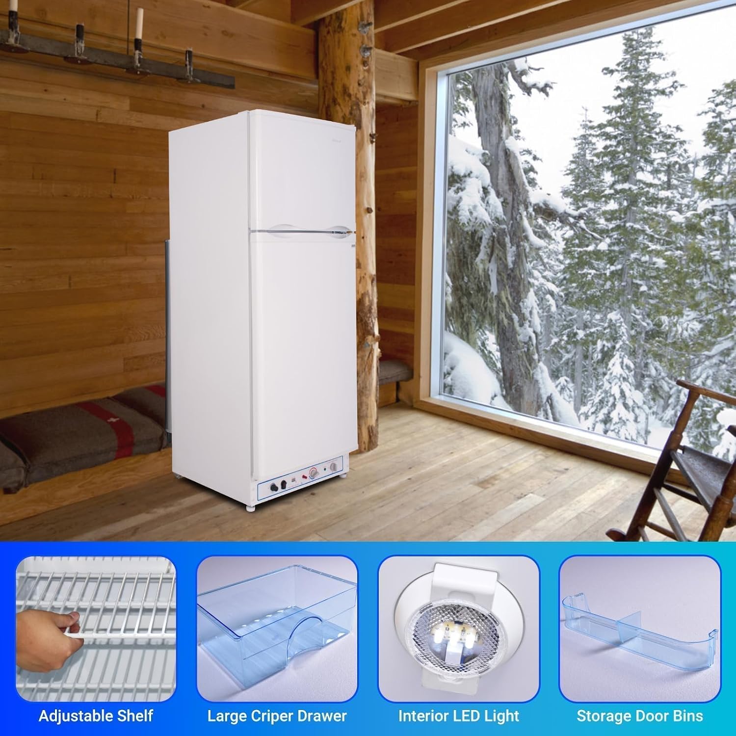 Smad Propane Refrigerator, Off Grid Propane Refrigerator with Freezer 9.3 cu.ft, 110V/Propane Fridge, Gas Fridge for Garage,RV,Food Truck,Chalets