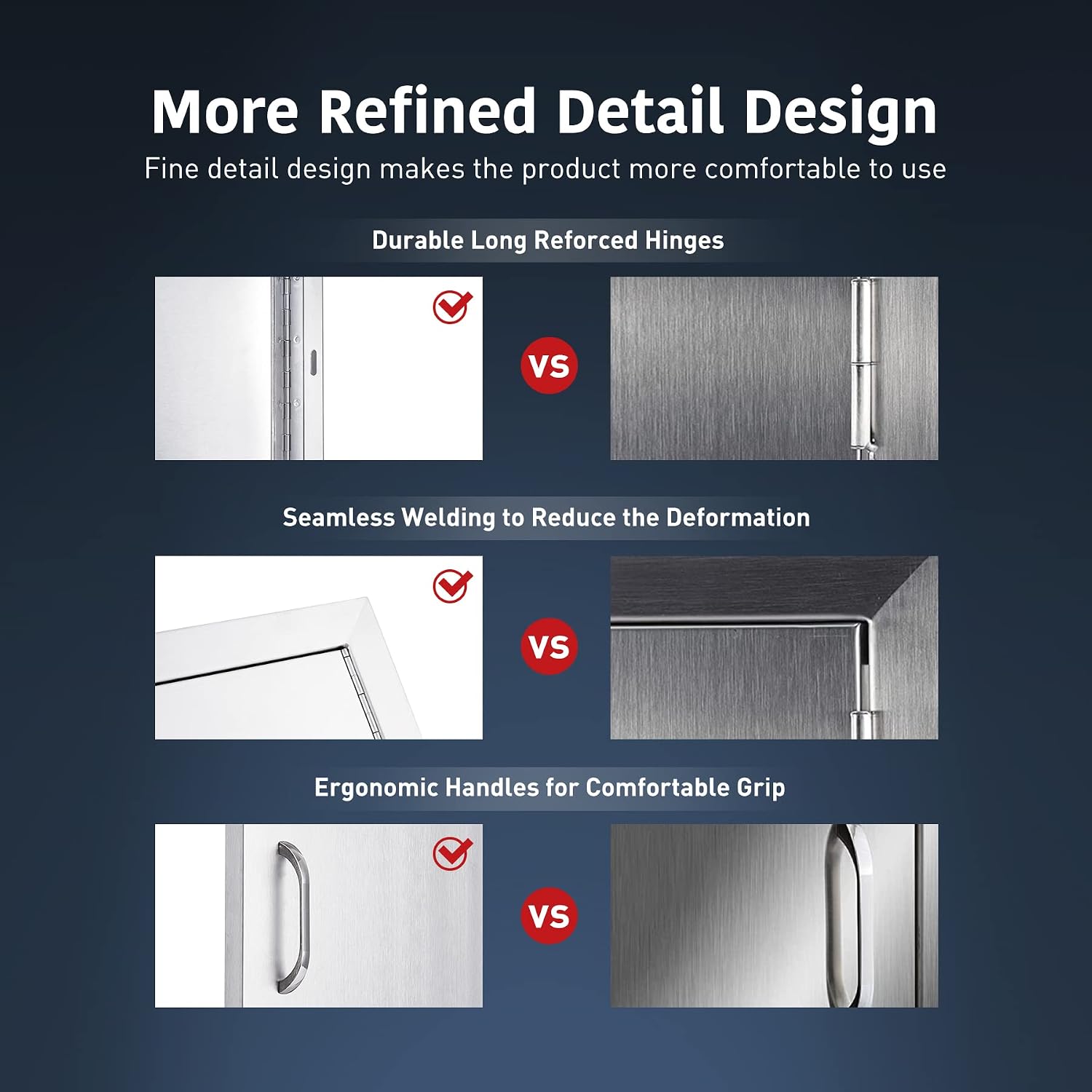 Anfrere 24' W x 24' H Outdoor Kitchen Door, Premium 304 Stainless Steel Double BBQ Panel Access Door for Outside Kitchen Commercial Grilling Station, Oven, Storage Cabinet