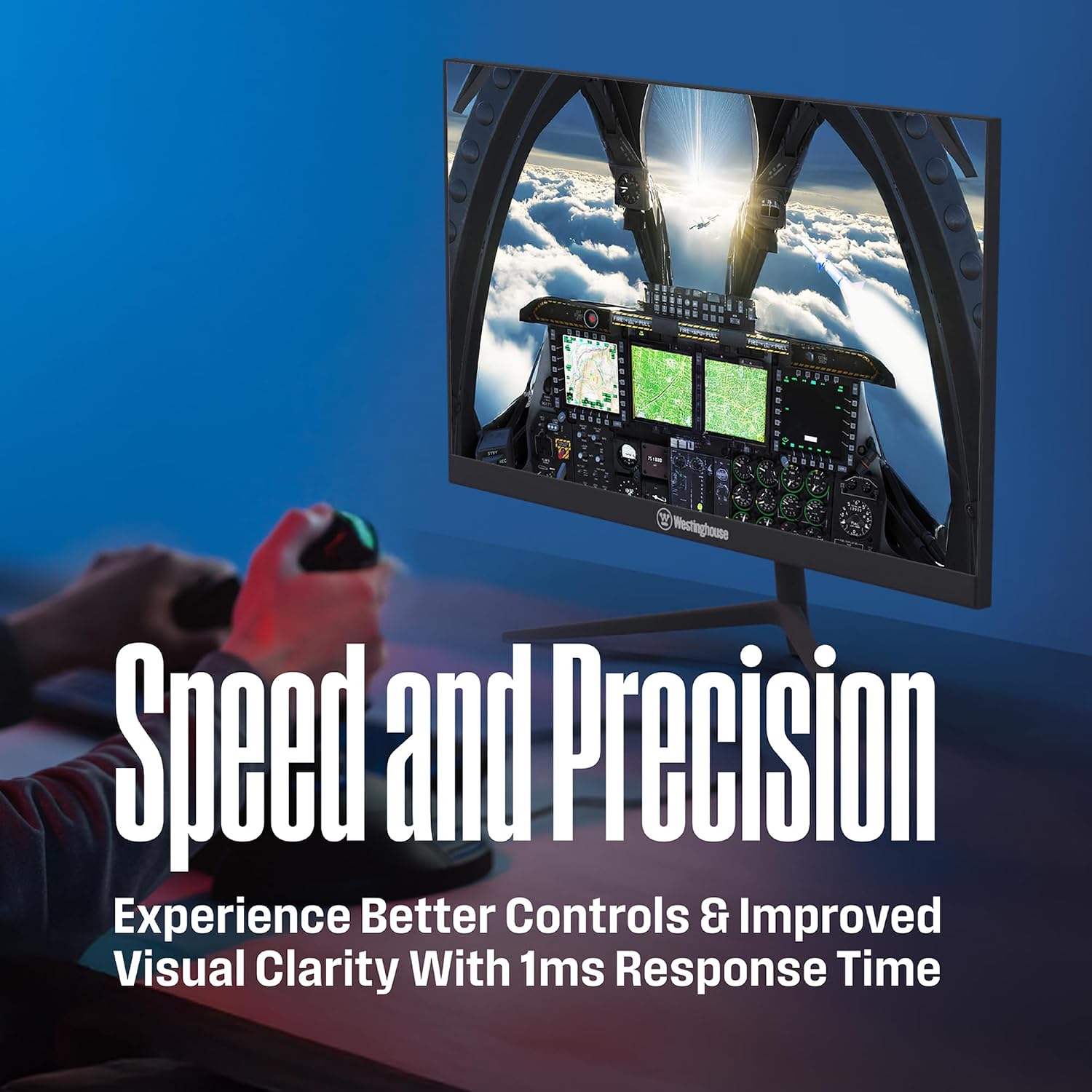 Westinghouse 24 Inch Gaming Monitor, IPS, 180Hz, 1ms, FHD 1080P, 110% sRGB, AMD FreeSync, Eyecare, Computer Monitor for Office, PC & Console Games, Built in Speakers, DisplayPort, HDMIx2/Gaming Mode
