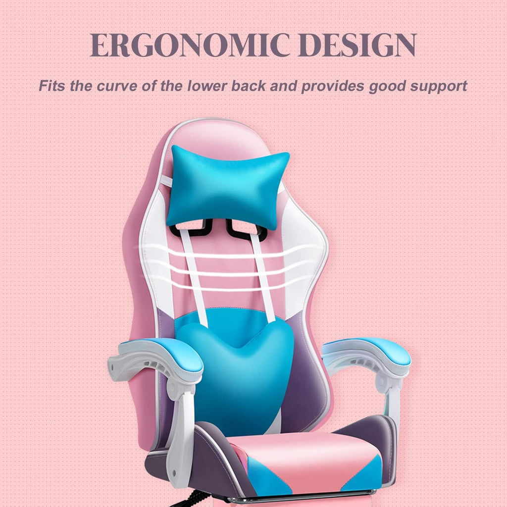 XOOFMASS Gaming Chair with Speakers and RGB LED Lights, Video Game Chair Swivel Reclining Racing Computer Chair with Headrest & Lumbar Support, PU Leather High Back Office Chair,Purple