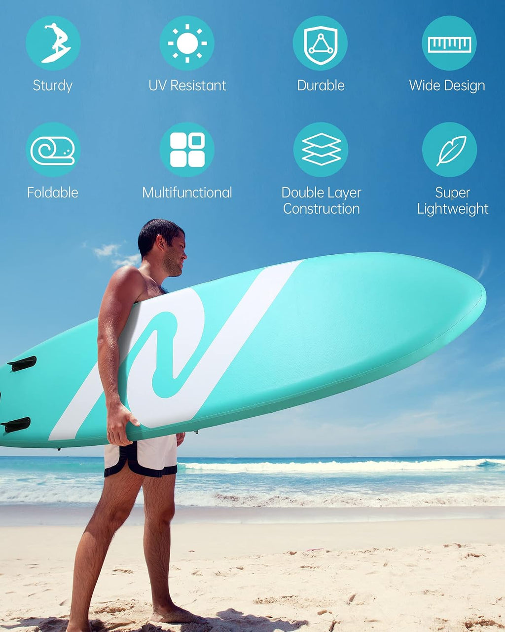 Inflatable Paddle Board Stand Up Paddle Board Inflatable Paddleboard SUP Board with Premium Full Accessories 120'x30'x6' for Youth & Adults Have Fun in Oceans, River and Lakes