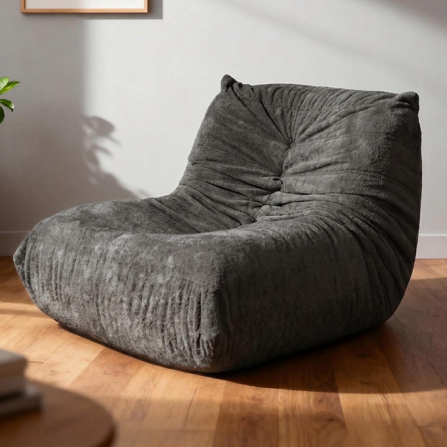 Sytopia Bean Bag Chair, Large Reading Chair for Adults Ultra-Comfy, Corner Sofa 40D Foam, Togo Sofa Furniture for Living Room Bedroom Gaming, Black Onyx