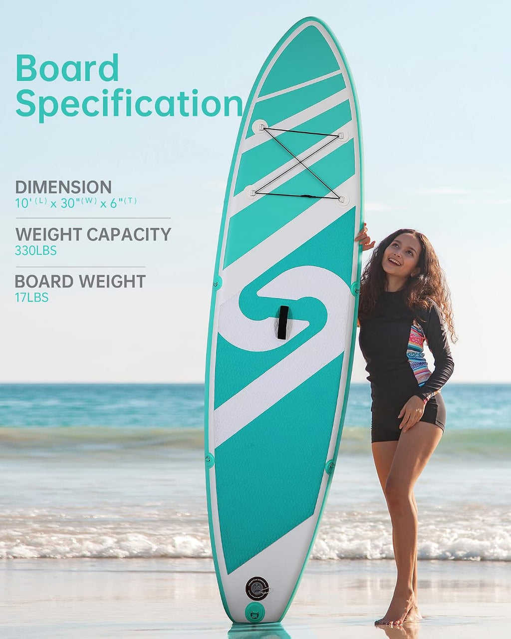 Inflatable Paddle Board Stand Up Paddle Board Inflatable Paddleboard SUP Board with Premium Full Accessories 120'x30'x6' for Youth & Adults Have Fun in Oceans, River and Lakes