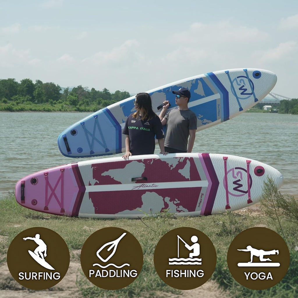 11'/6'×34' Inflatable Stand Up Paddle Board w/Premium SUP Accessories & Backpack, Beginner SUP, Bottom Fin for Paddling, Paddle, Leash, Surf Control, Non-Slip Deck