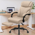 HeroSet Big and Tall Office Chair with Foot Rest, 400lbs Ergonomic Reclining High Back Executive Leather Chair, Lumbar Support Swivel Computer Desk Chairs for Heavy People Home Office Gaming(Khaki)