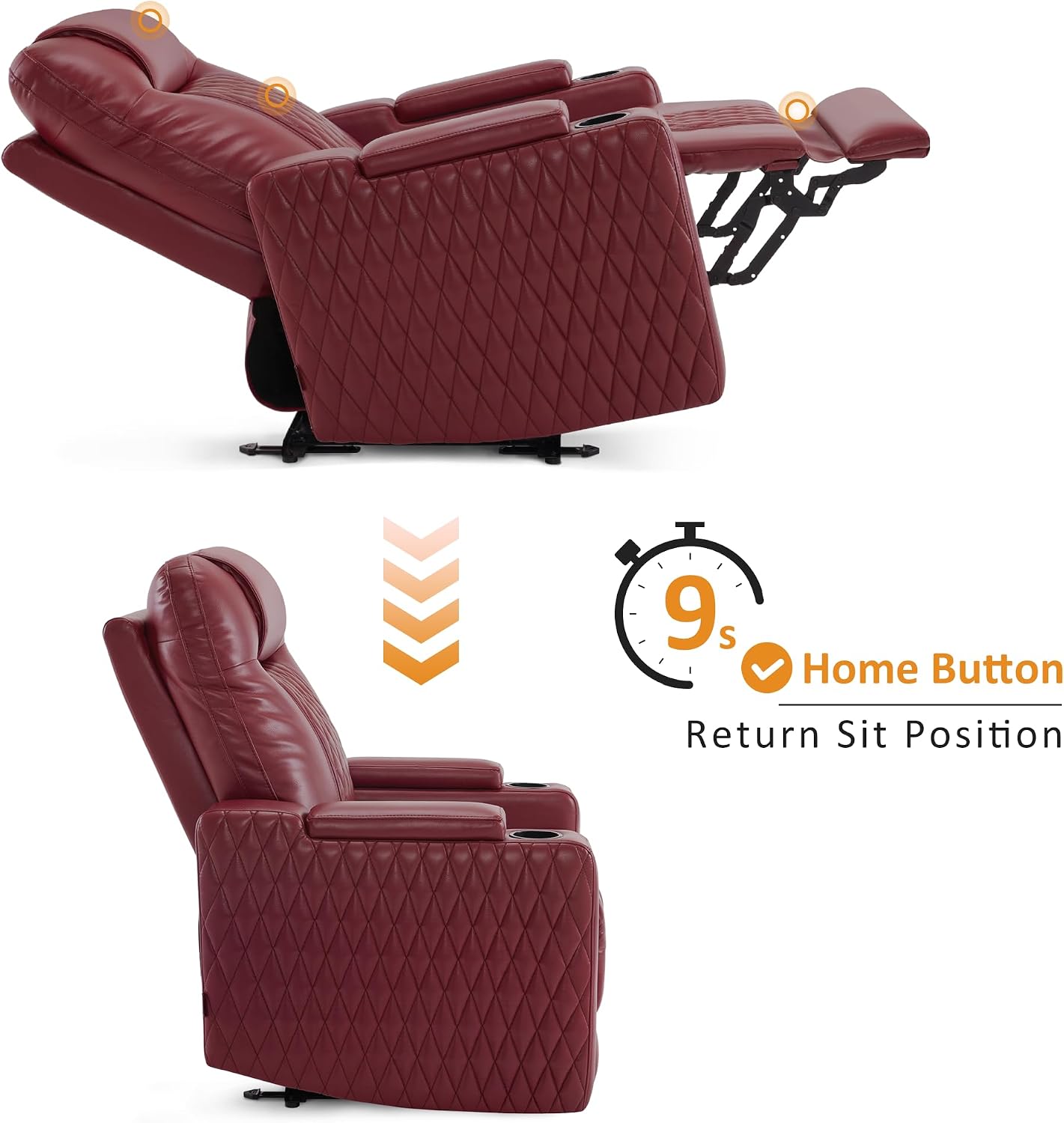 MCombo Oversized Power Recliner Chair with Adjustable Headrest & LED Light for Adults, Zero Gravity Recliner with USB & Type C Ports, Cup Holders for Living Room & Home Theater, Faux Leather HTS401