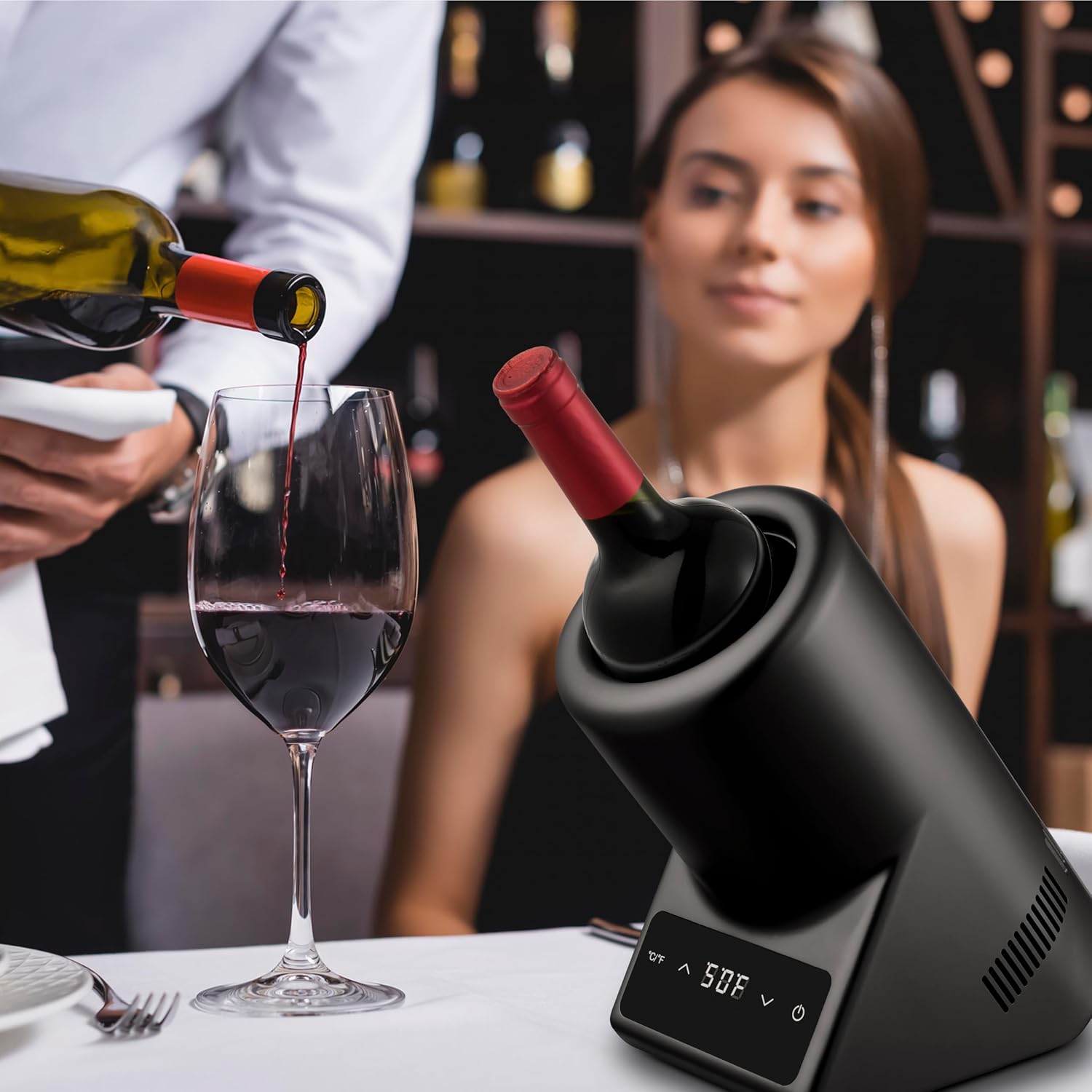 Wine Chiller Electric,Single Bottle Cooler for 750ml Wine or Some Champagne,Portable Cellars Keep Cold Up to 24h,Iceless Chiller at Poolside Party,Gift for Lover