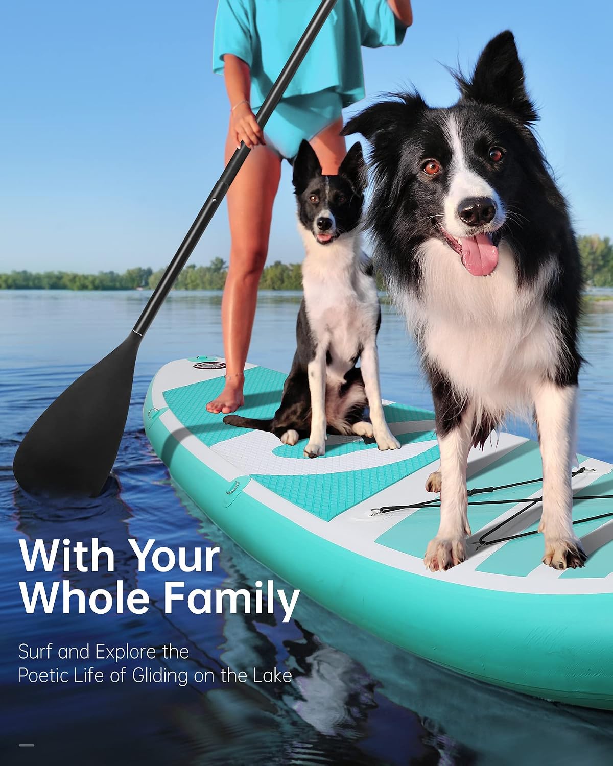Inflatable Paddle Board Stand Up Paddle Board Inflatable Paddleboard SUP Board with Premium Full Accessories 120'x30'x6' for Youth & Adults Have Fun in Oceans, River and Lakes