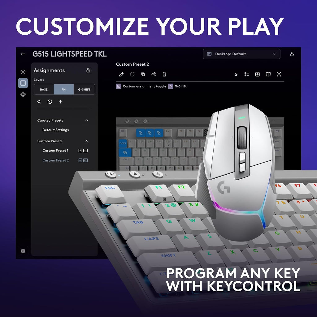 Logitech G502 X Plus Lightspeed Wireless Gaming Mouse + G515 TKL Wireless Gaming Keyboard (Tactile) Bundle: White