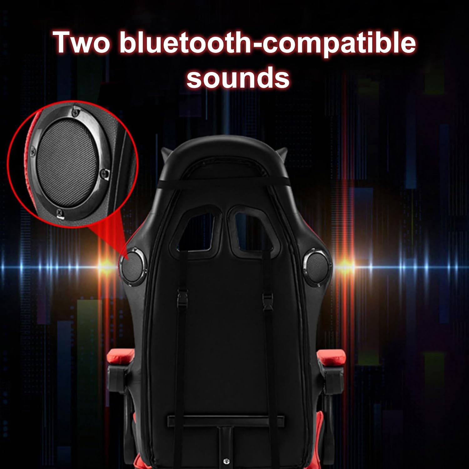 Gaming Chair with Speakers, Gamer Chair with Massage Height Adjustable, Ergonomic Office Computer Gaming Chair with Bluetooth-Compatible and RGB LED Lights for Adults Women Men