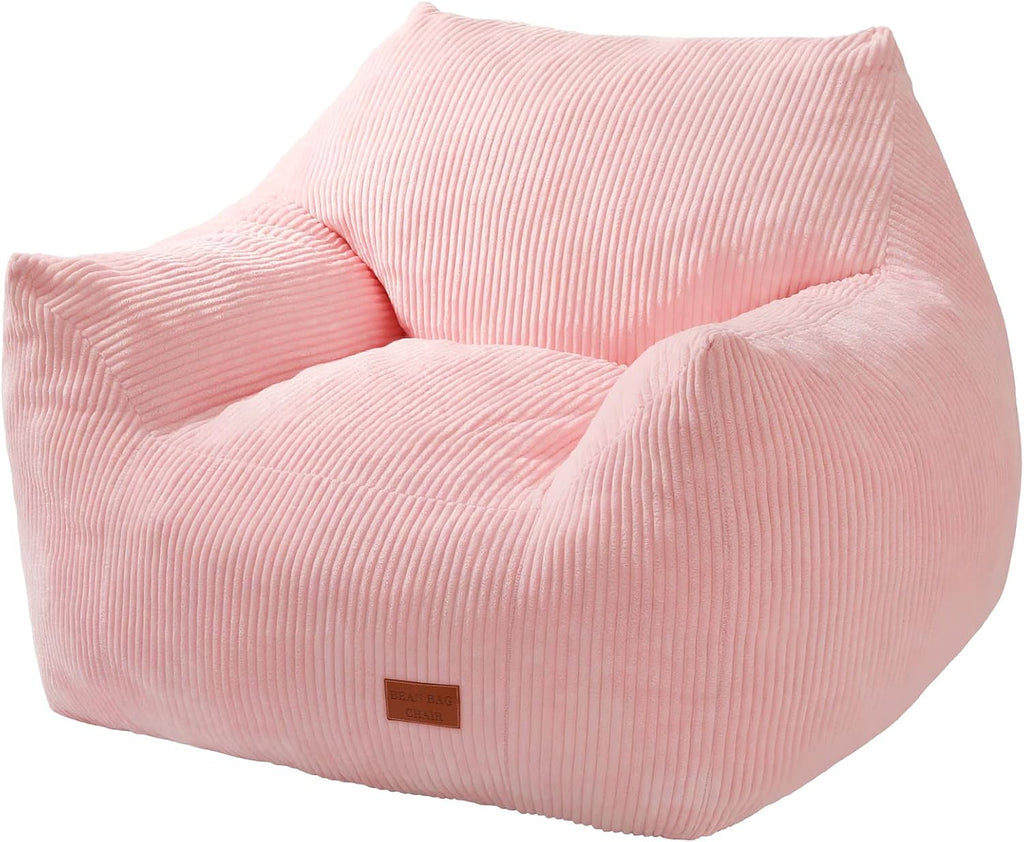 Big Bean Bag Chair for Adults, Ultra Soft Living Room Bean Bag with Armrests, Stuffed BeanBag Chair for Napping, Gaming, Vacuum-Compressed for Easy Gifting, 48 Hours to Fluffs Up, Pink