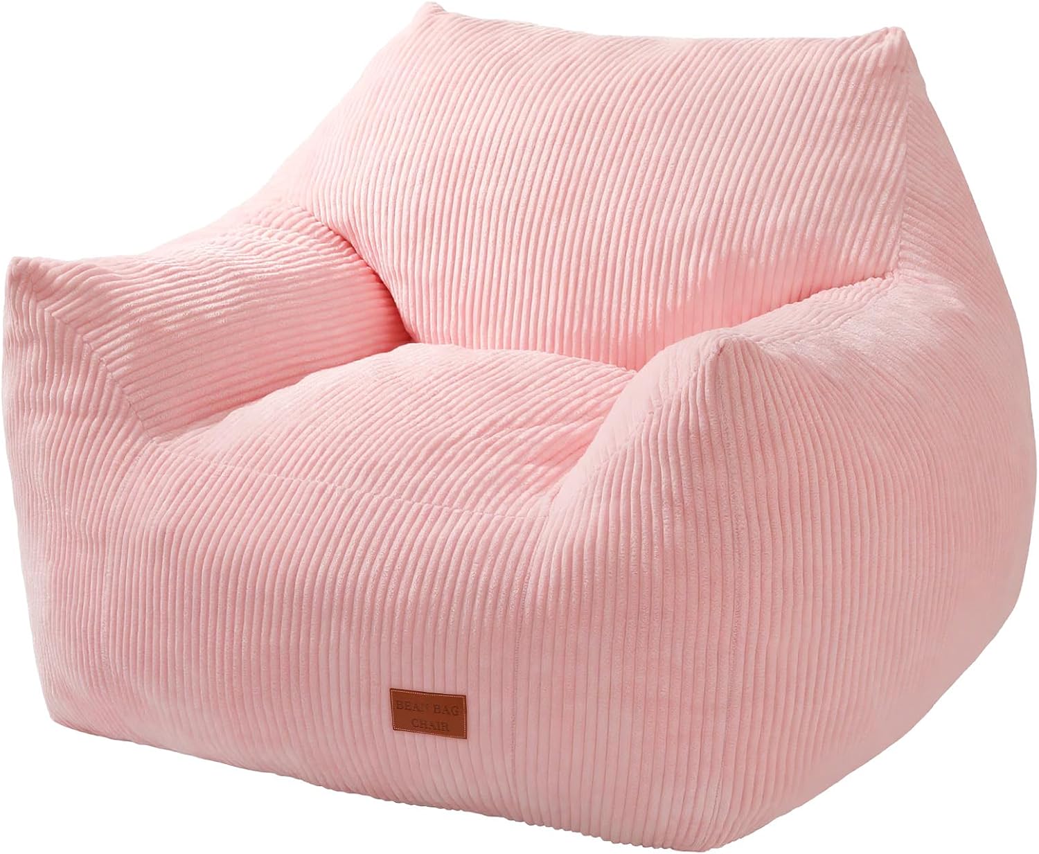 Big Bean Bag Chair for Adults, Ultra Soft Living Room Bean Bag with Armrests, Stuffed BeanBag Chair for Napping, Gaming, Vacuum-Compressed for Easy Gifting, 48 Hours to Fluffs Up, Pink