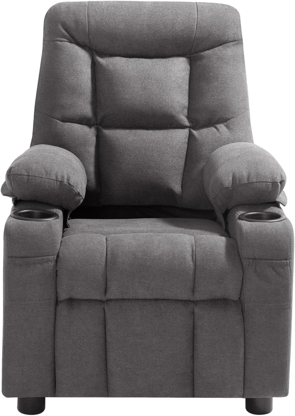 VEVOR Kids Recliner Chair, Toddler Lounger with Cup Holders & Pockets, 107° to 126° Adjustable Back, Breathable Polyester Upholstery Reclining Sofa with Foot-Rest, for Boys and Girls, Children (Gray)