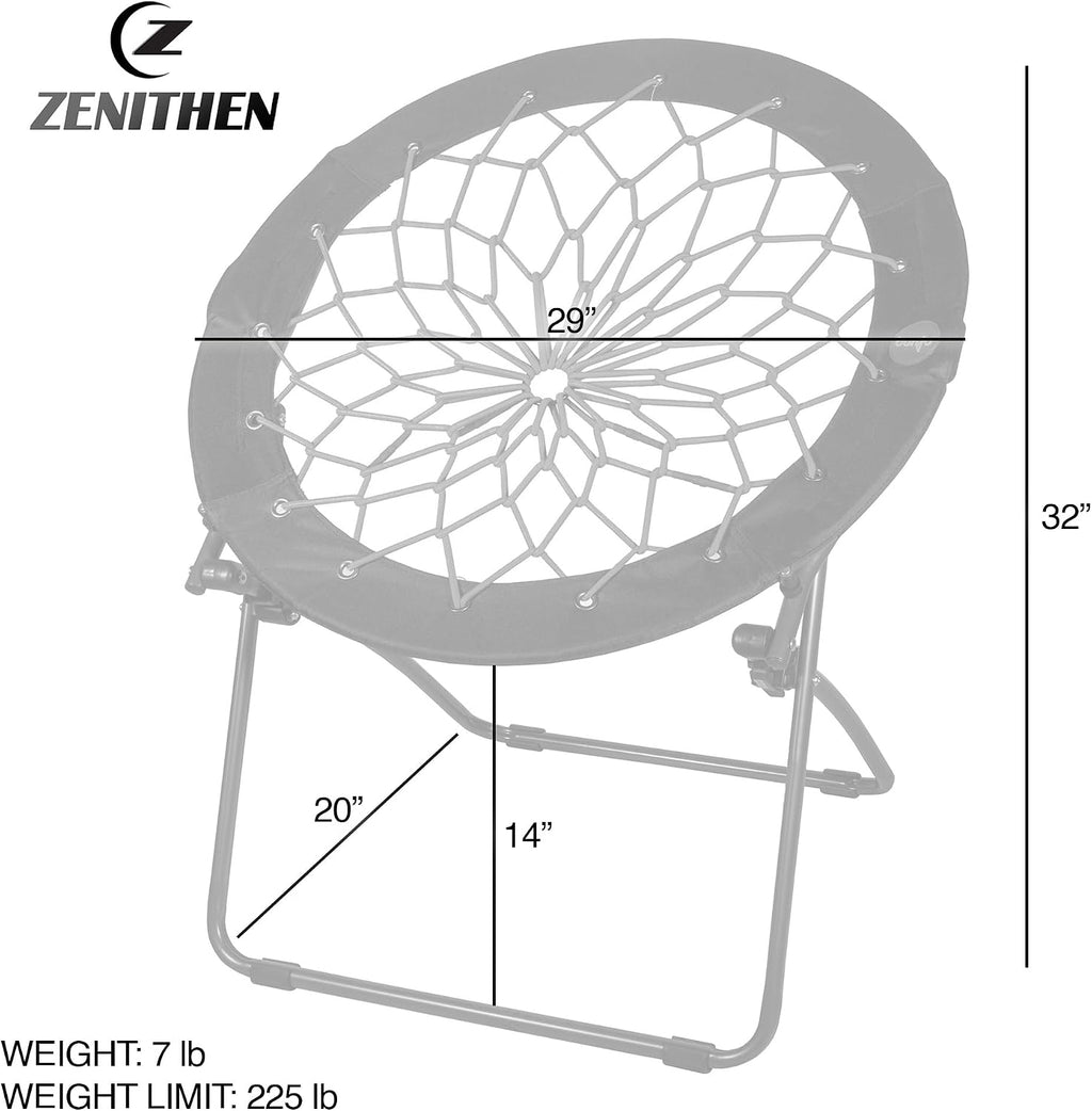 Zenithen Foldable 29' Bunjo Bungee Chairs, Plum, Indigo & Teal (Pack of 3) - Lightweight Collapsible Seating for Teens, Adults, Dorms, Bedrooms, Camping & Gaming - 225lb Capacity Portable Seat