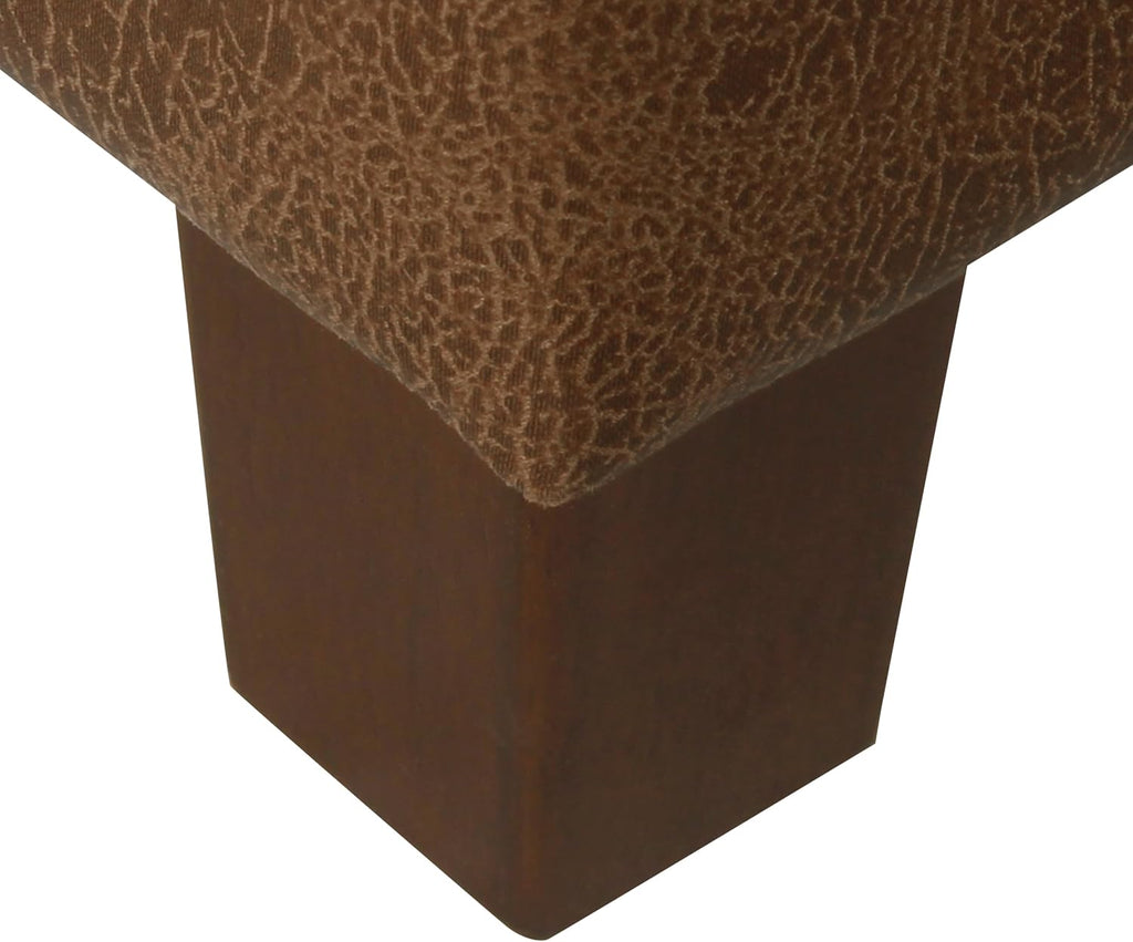 Homepop Home Decor | Button Tufted Storage Bench | Ottoman Bench with Storage for Living Room & Bedroom, Distressed Brown Faux Leather