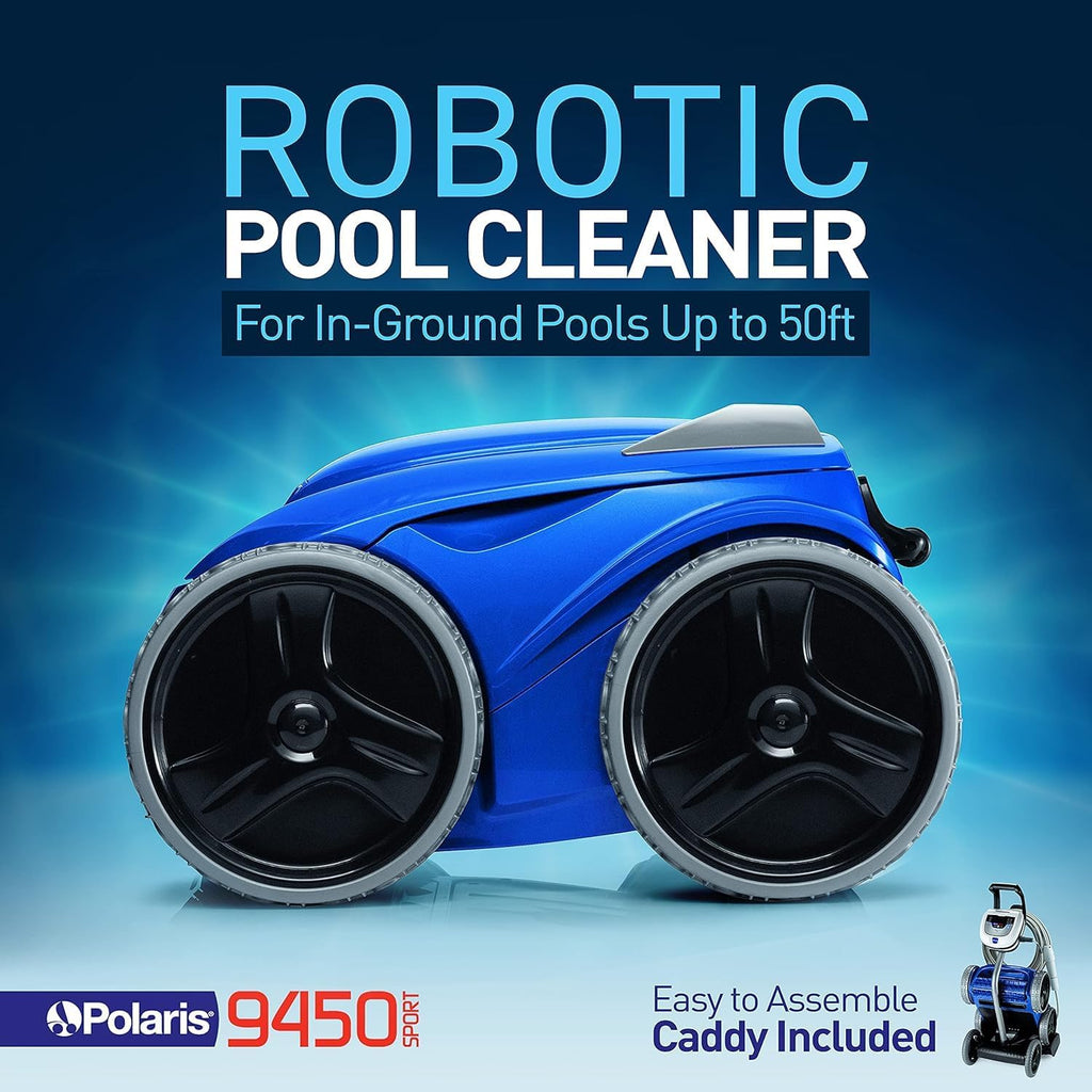 Polaris 9450 Sport Robotic Pool Cleaner, Automatic Vacuum for InGround Pools up to 50ft, 60ft Swivel Cable, Wall Climbing Vac w/Strong Suction & Easy Access Debris Canister