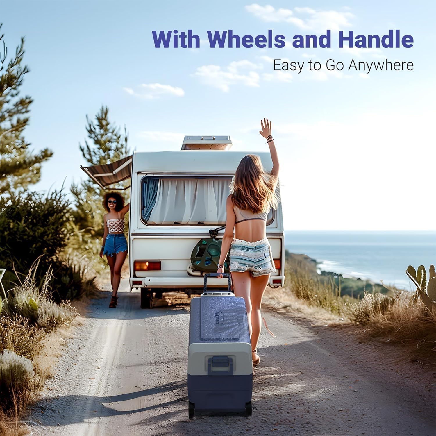 BODEGACOOLER 12 Volt Portable Car Refrigerator 53 Quart,Single Zone Car Freezer Fridge Bluetooth Control,(50L) -4℉-68℉ Electric Cooler 12/24V DC and 100-240V AC for Travel,Camping,RV, Road Trip