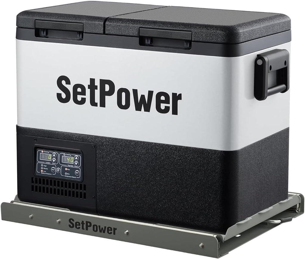 Setpower PT35 Car Refrigerator with Slide,35L Dual Zone Portable Freezer,0℉-50℉,12 Volt Refrigerator Electric Cooler for Car Camping, RV,Truck,Vehicles,Travel and Home Use,12/24V DC