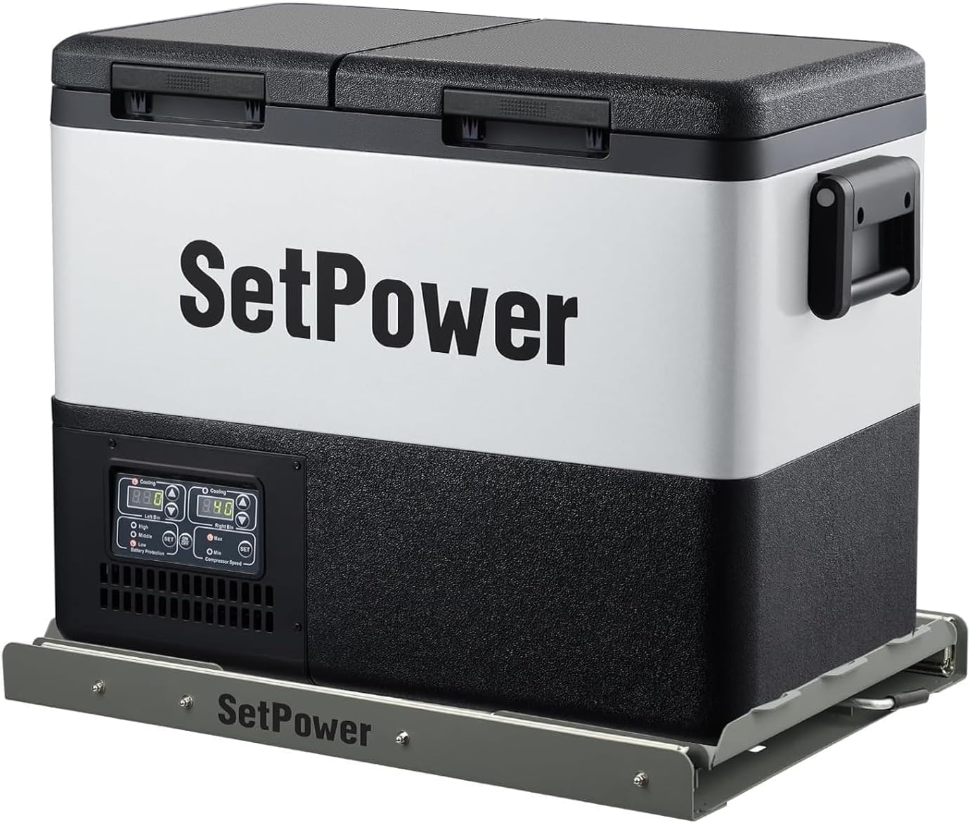 Setpower PT35 Car Refrigerator with Slide,35L Dual Zone Portable Freezer,0℉-50℉,12 Volt Refrigerator Electric Cooler for Car Camping, RV,Truck,Vehicles,Travel and Home Use,12/24V DC