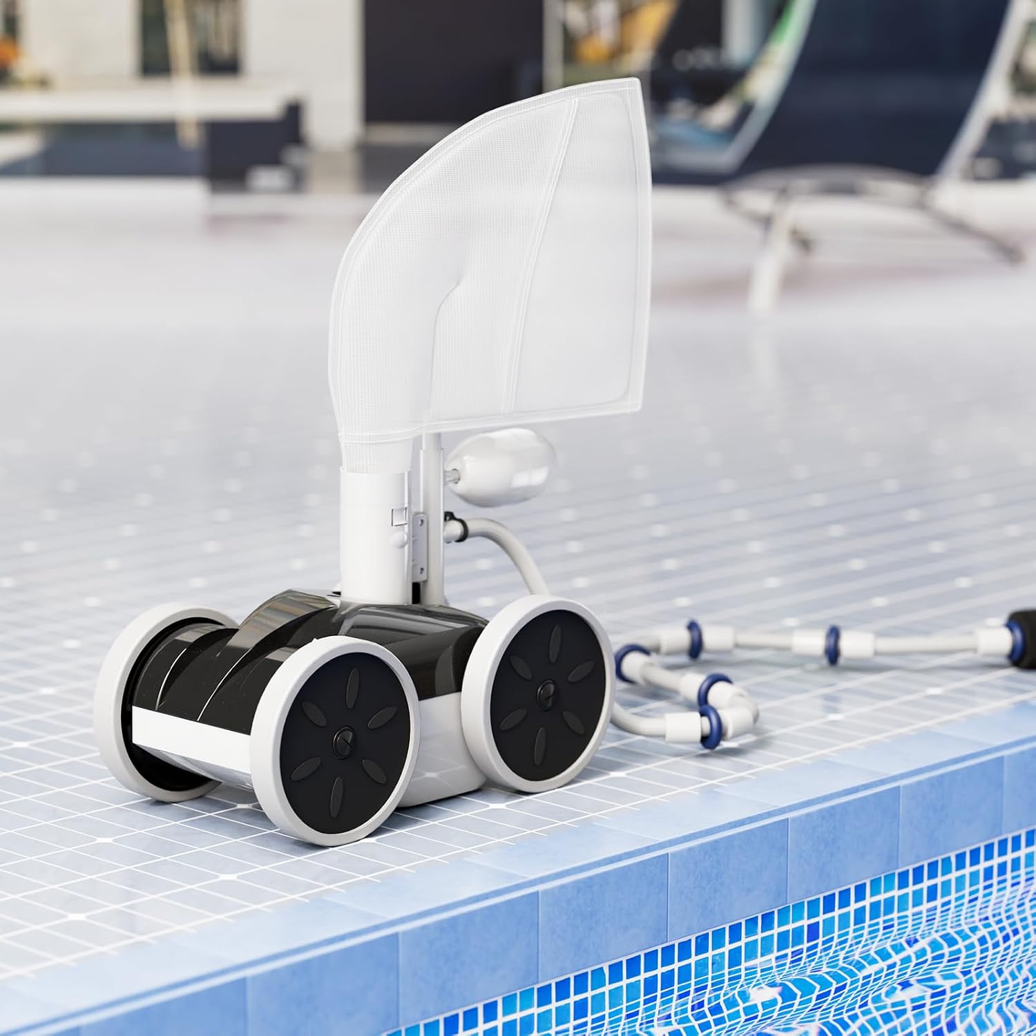 Upgrade Pool Pressure Side Sweeper: Professional Solution for Cleaning Your Swimming Pool (Four Wheels Better Than Three)