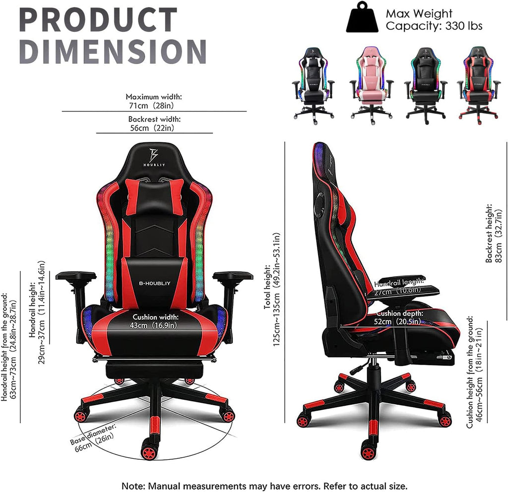 Ergonomic Massage Gaming Chair with Speakers and RGB Lights, PU Leather Computer Office Chair with Footrest, High Back Recliner Chair 360° Swivel Height Adjustment Music Video Game Chair,Black