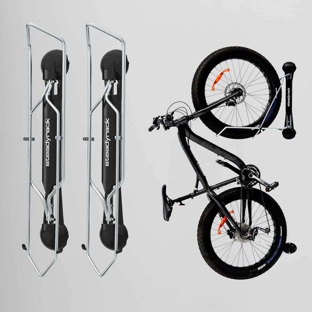 Steadyrack Fat Tire Bike Rack – Vertical Wall Mount Storage for Fat Bikes with 2.8'–4.5' Wide Tires – Space-Saving Pivot Design for Garage or Home