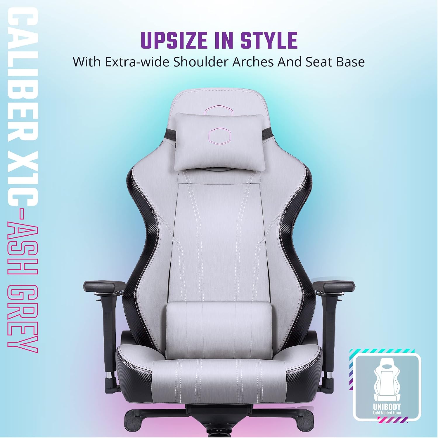 Cooler Master Caliber X1C Gaming Chair for Computer Game, Office and Racing Style Gamer, Comfy Ergonomic 360° Swivel Reclining High Back Chairs with Armrest Backrest Headrest Lumbar Support PU Leather
