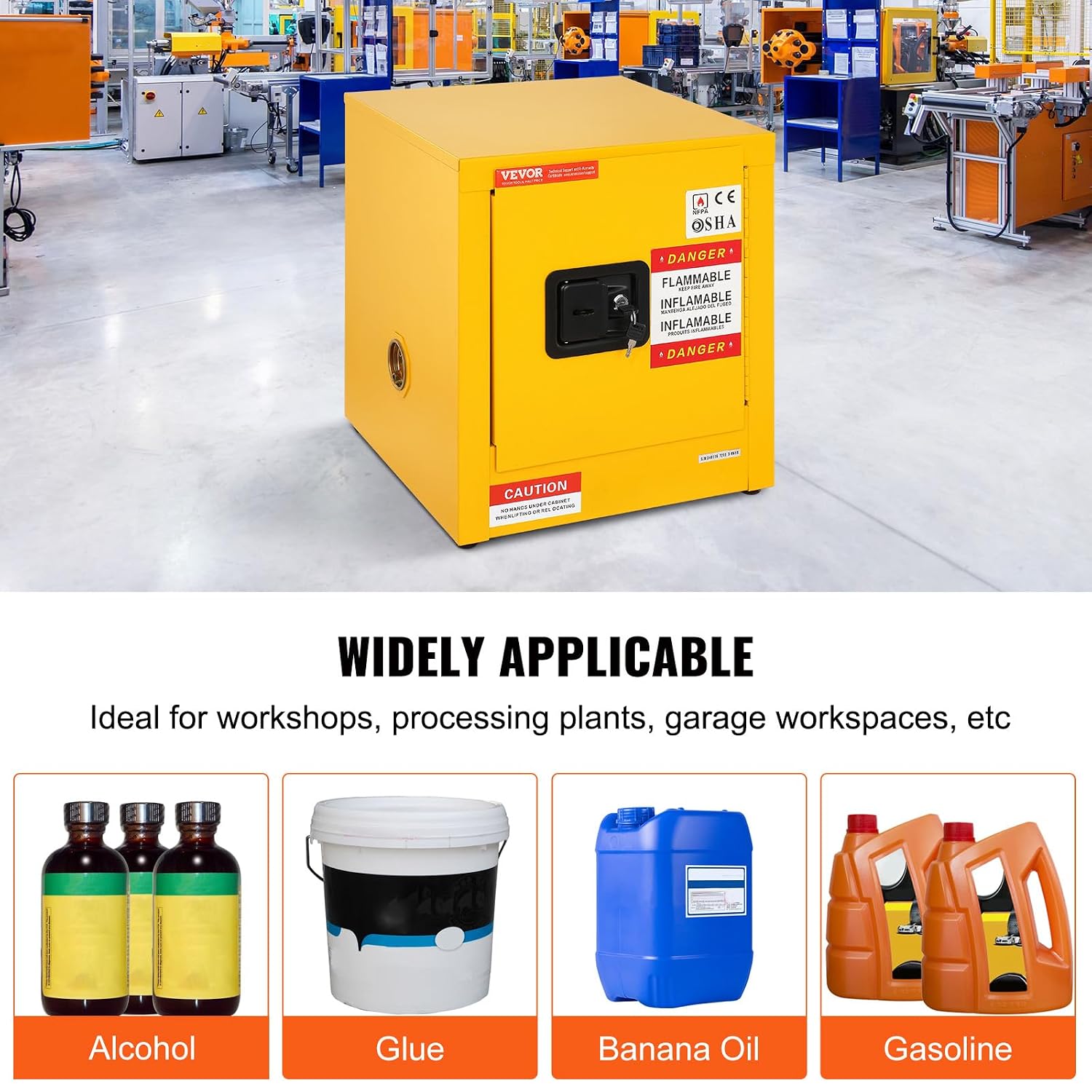 VEVOR Flammable Cabinet 17' x 17' x 18', Galvanized Steel Safety Cabinet, Adjustable Shelf Flammable Storage Cabinet, for Commercial Industrial and Home Use: Industrial & Scientific