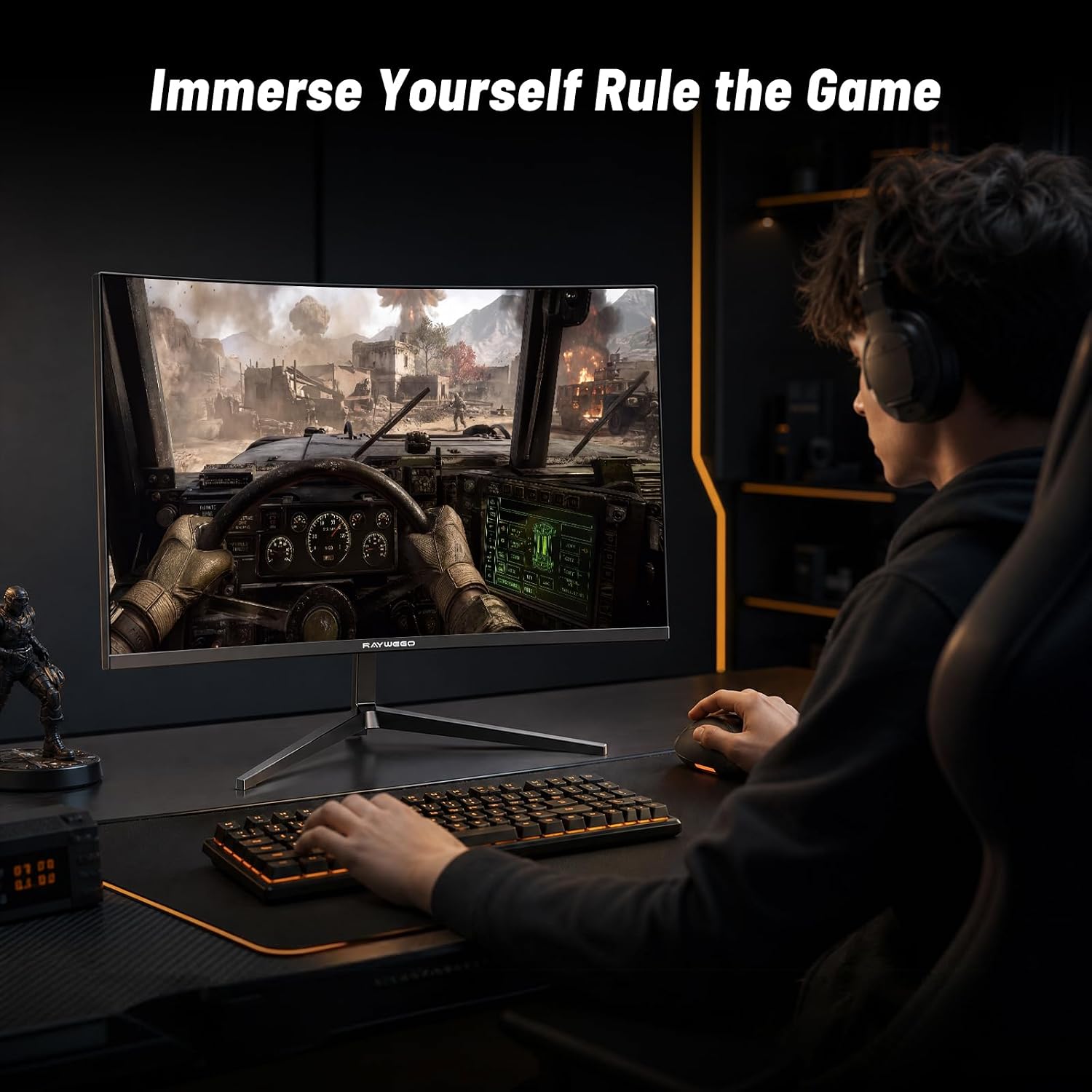 Raywego 24 inch Flat Gaming Monitor Full HD 1920x1080, 180Hz,1ms, Adaptive-Sync, Eye-Care Technology,HDMI, DisplayPort, HDMI*1/DP*1/USB*1, 3-Side Virtually Borderless Design,Support Wall Mount Install