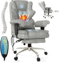 7-Point Massage Office Chair,Heated Manageral Chair,Ergonomic Executive Chair with Footrest,Adjustable Armrest，Computer Chair for Offices, Study Areas, Gaming Spaces,Gray